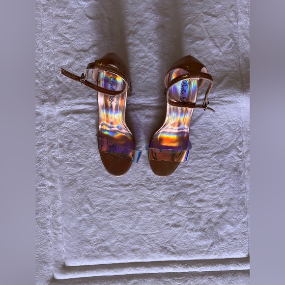 Bella Luna STAN Nude Champagne Bright Rhinestone Chunky Platform Mary Jane Heels - Picture 6 of 16